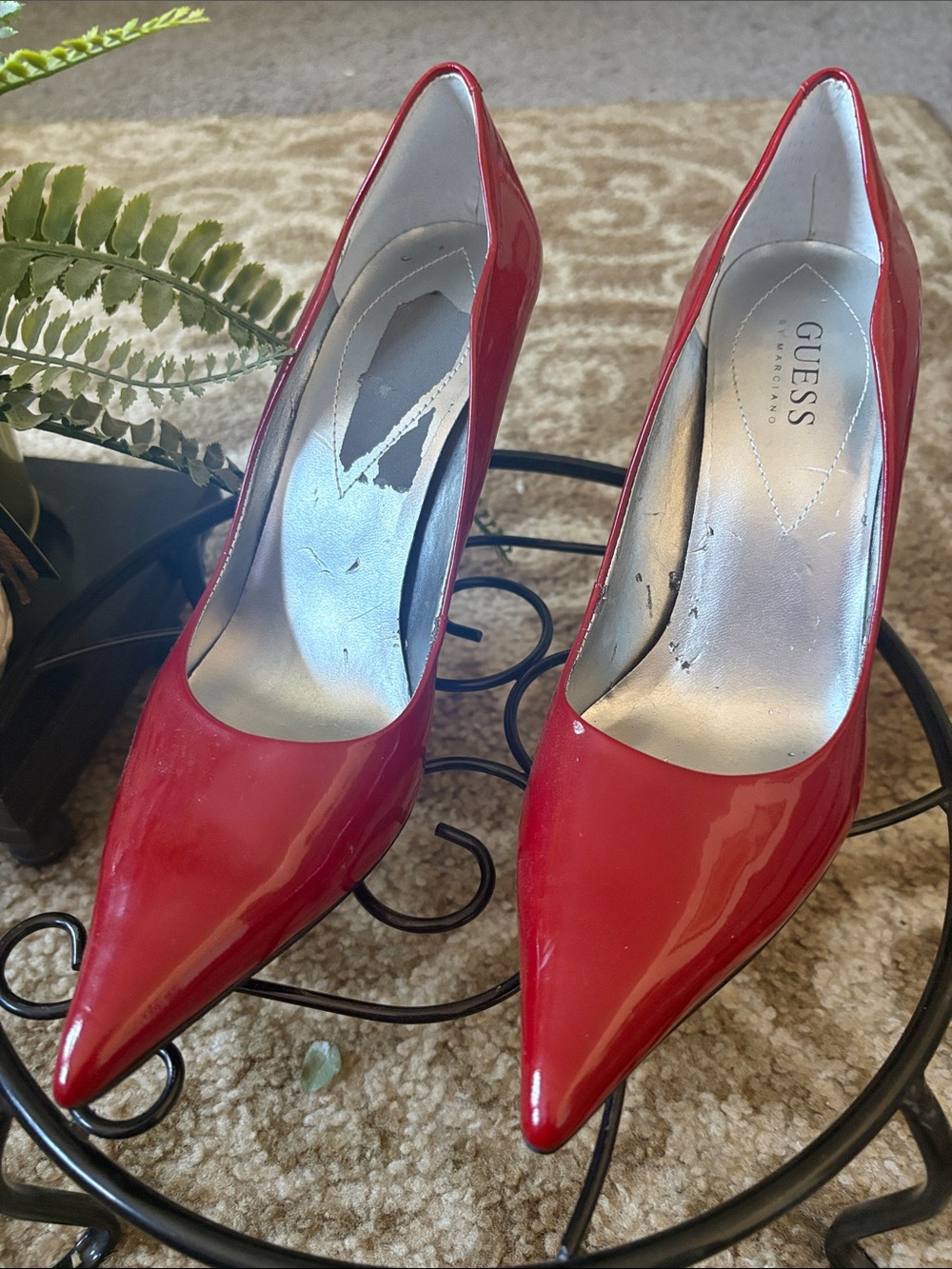 GUESS Red Patent Pointed-Toe Stiletto Pumps